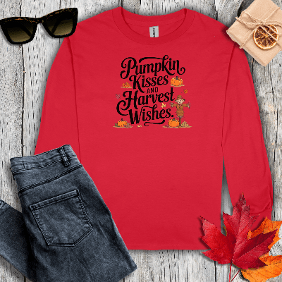 Long-sleeve S / Red Pumpkin Kisses Long Sleeve Tee