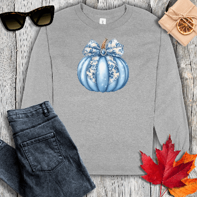 Long-sleeve S / Sport Grey Blue Pumpkin Coquette Long Sleeve Tee