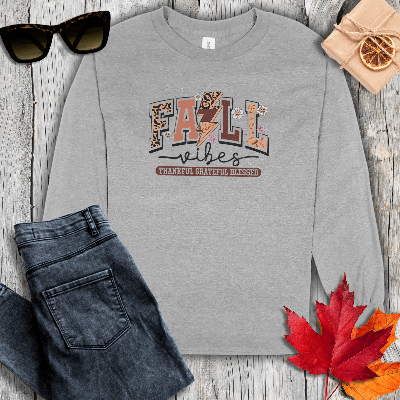 Long-sleeve S / Sport Grey Fall Vibes Retro Long Sleeve Tee