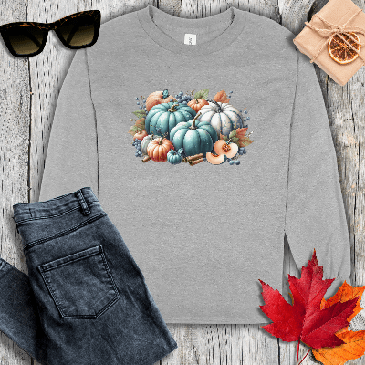 Long-sleeve S / Sport Grey Pumpkins and Blueberries Long Sleeve Tee