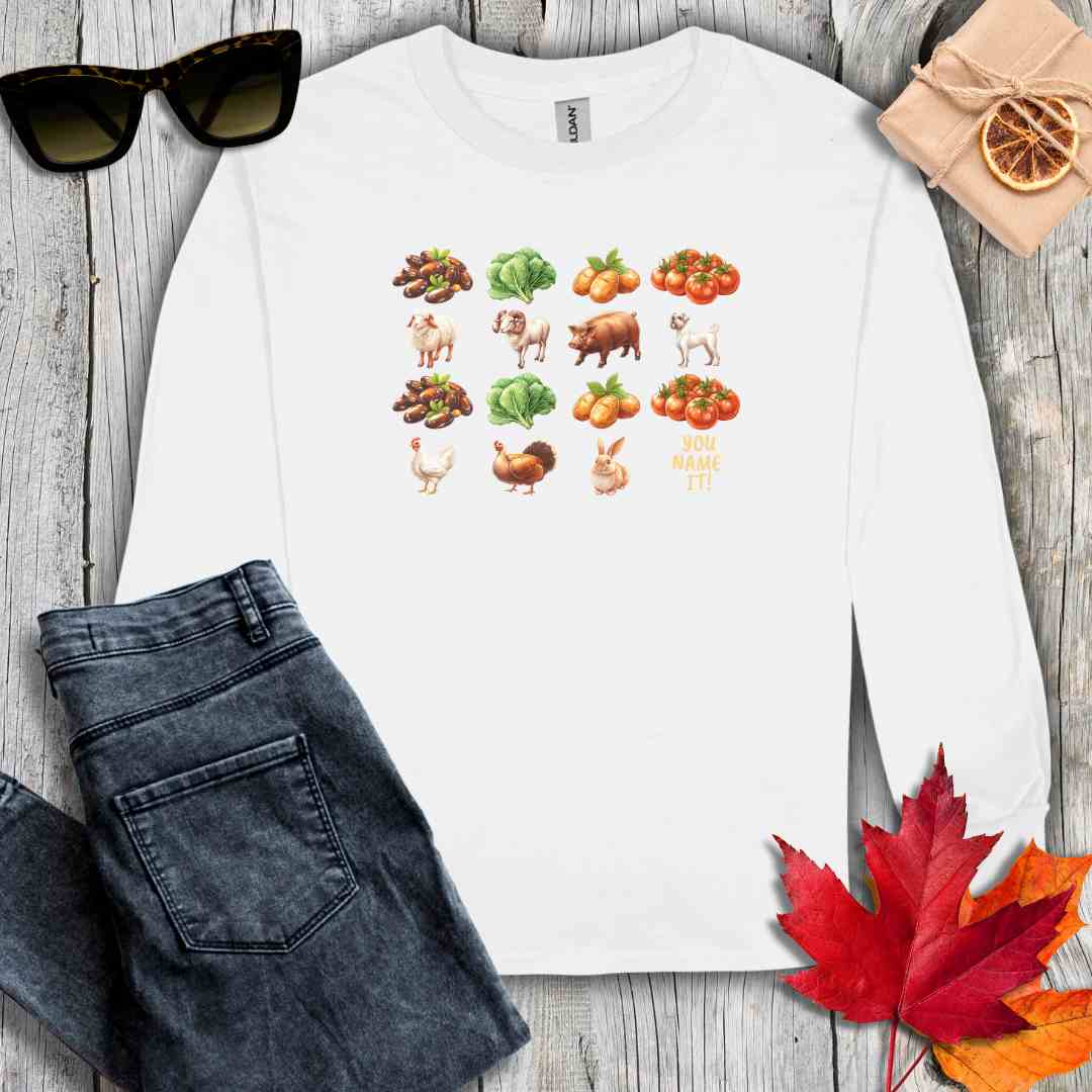 Long-sleeve S / White Beans, Greens Long Sleeve Tee V2