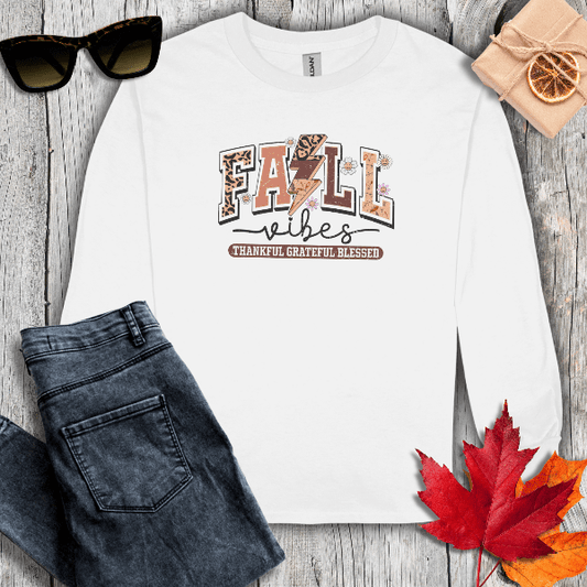 Long-sleeve S / White Fall Vibes Retro Long Sleeve Tee