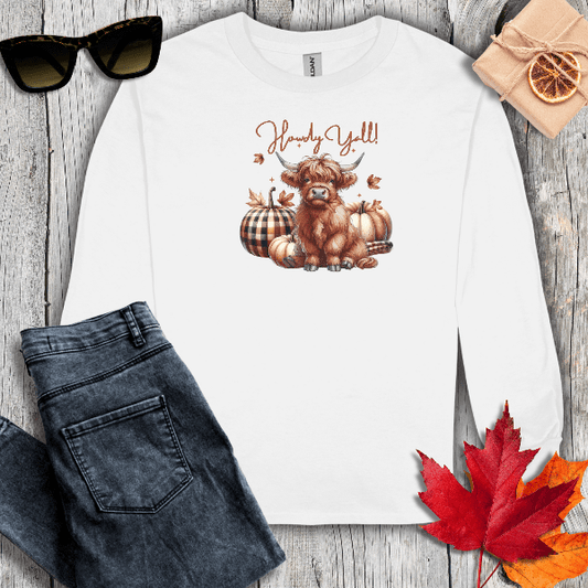 Long-sleeve S / White Howdy Yall Long Sleeve Tee