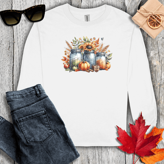 Long-sleeve S / White Mason Jars Long Sleeve Tee