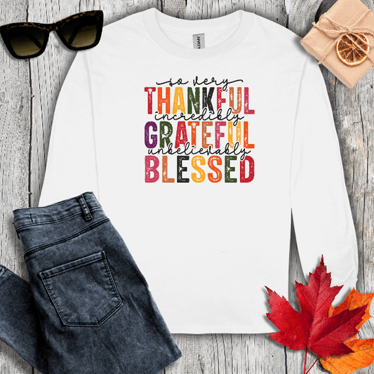 Long-sleeve S / White So Very Thankful Long Sleeve Tee