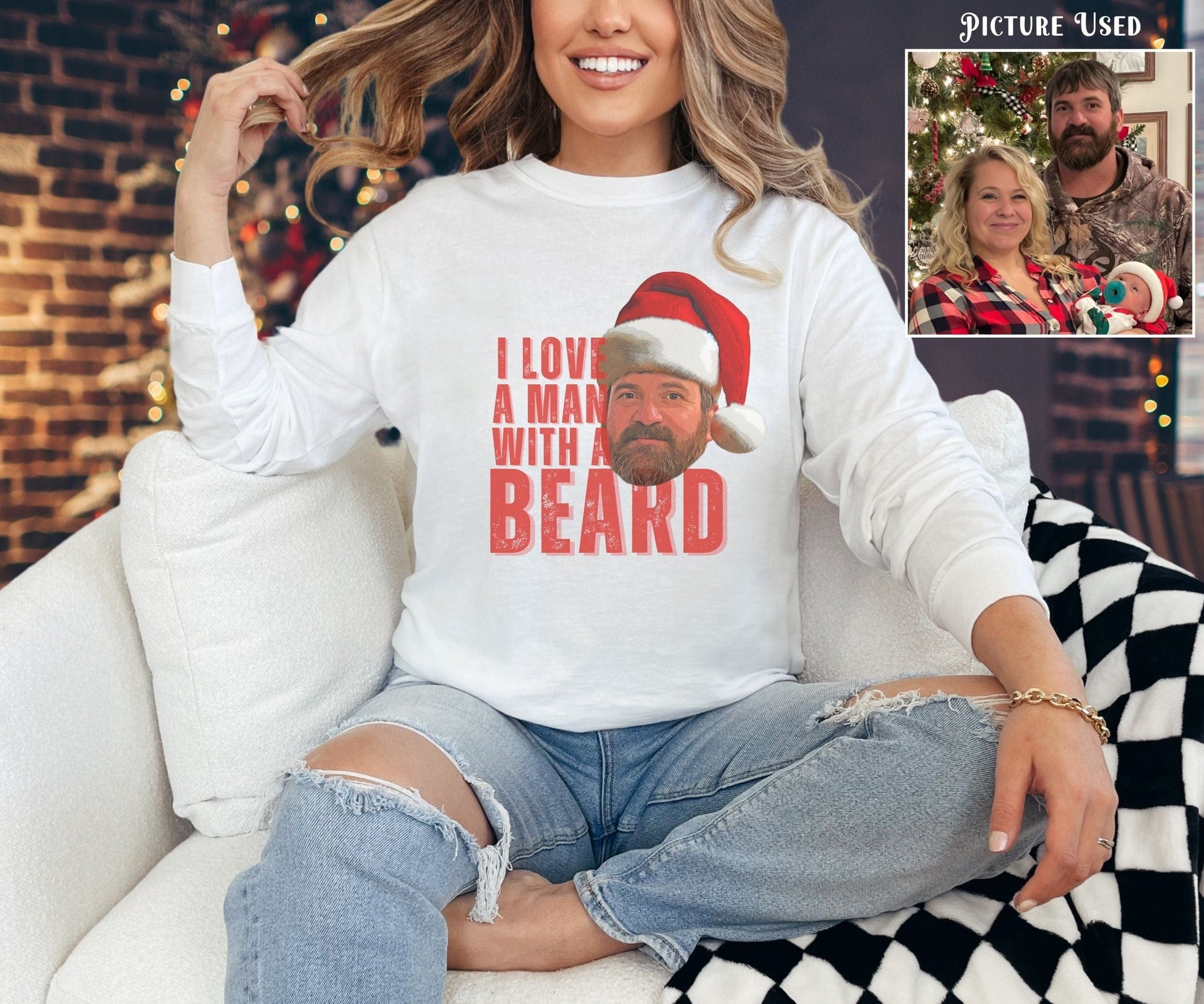 Long-sleeve White / S Personalized Man With A Beard Comfort Colors® Long Sleeve Tee