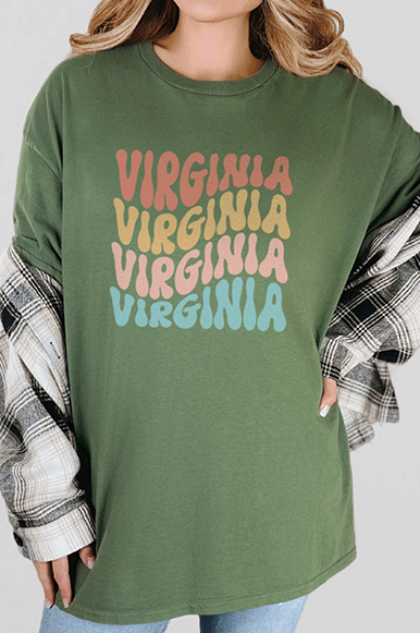 T-Shirt Military Green / S Virginia Retro Colors Short Sleeve Tee