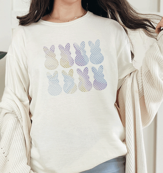 T-Shirt Natural / S Checkered Bunny Abstract Tee