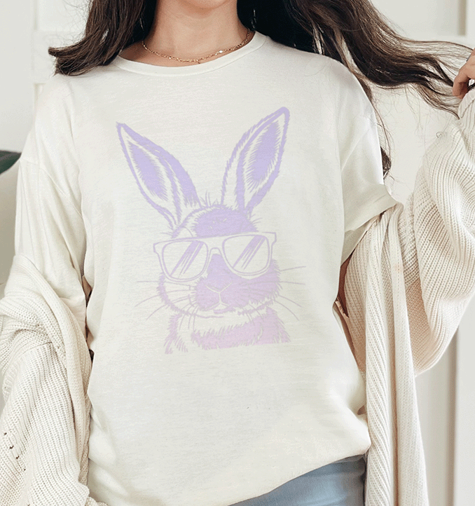 T-Shirt Natural / S Easter Bunny With Sunglasses Tee