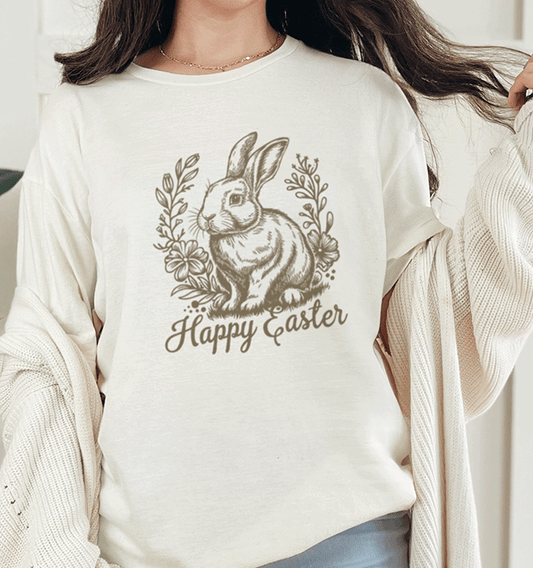 T-Shirt Natural / S Monochrome Happy Easter Tee