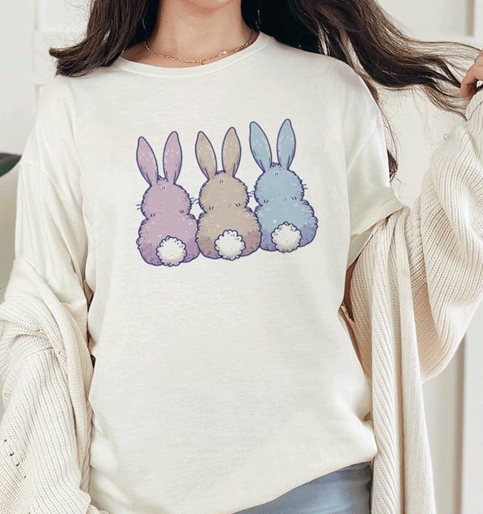 T-Shirt Natural / S Three Bunnies Tee