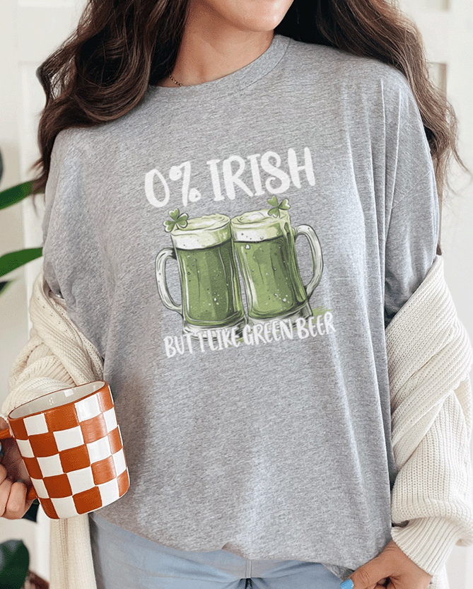 T-Shirt Sport Grey / S 0% Irish But I Like Green Beer Tee