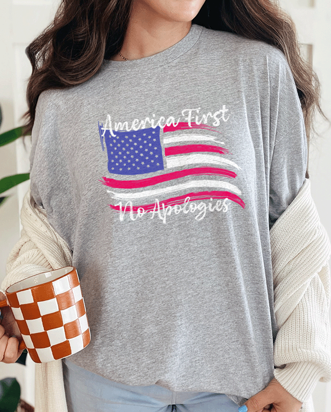 T-Shirt Sport Grey / S America First No Apologies Tee