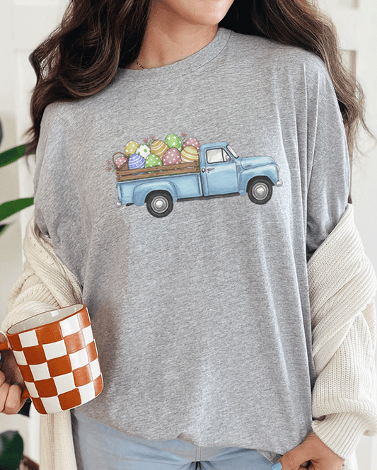 T-Shirt Sport Grey / S Blue Truck With Easter Eggs Tee