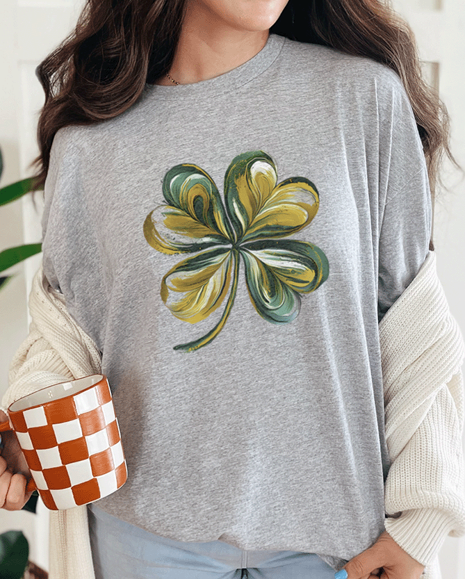 T-Shirt Sport Grey / S Brush Stroke Clover Tee