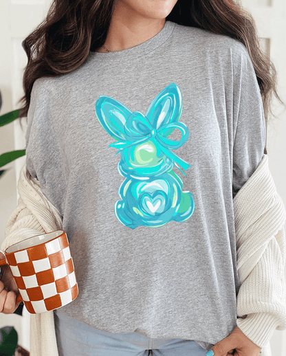 T-Shirt Sport Grey / S Brushstroke Easter Bunny Coquette Teal Tee
