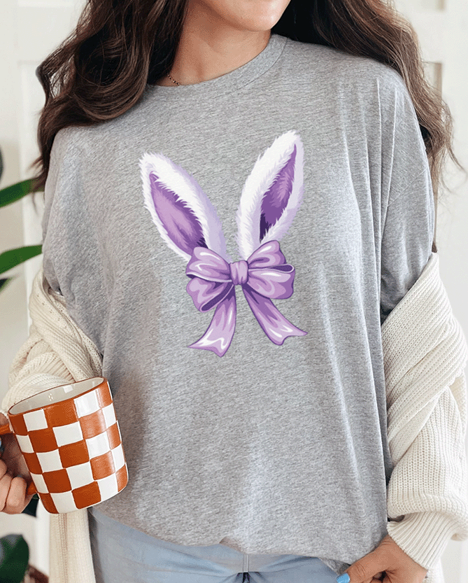T-Shirt Sport Grey / S Bunny Ears And Bow Tee
