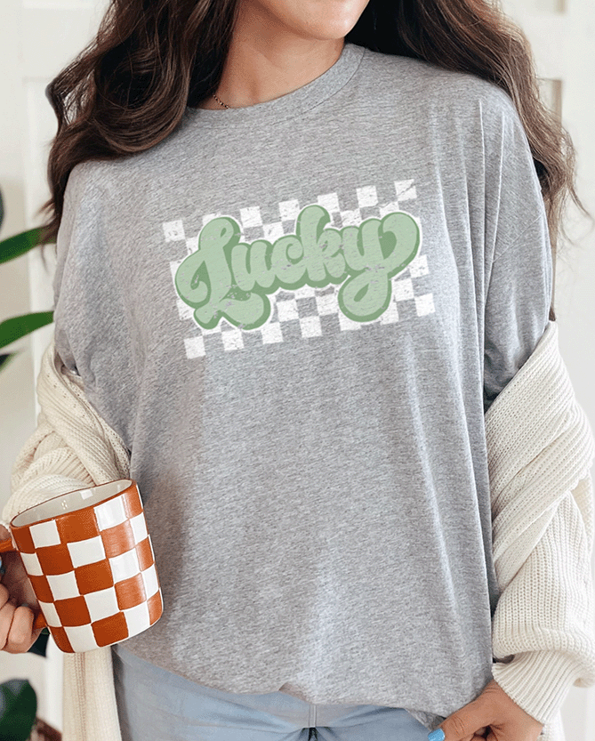 T-Shirt Sport Grey / S Checkered Lucky Tee