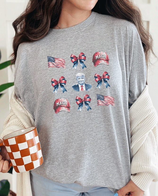 T-Shirt Sport Grey / S Coquette Trump MAGA Pattern Tee