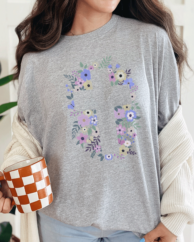 T-Shirt Sport Grey / S Floral Cross Outline Tee
