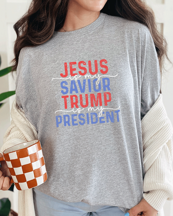 T-Shirt Sport Grey / S Jesus Is My Savior Trump Is My President Tee