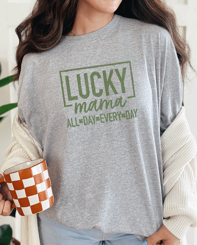 T-Shirt Sport Grey / S Lucky Mama All Day Every Day Tee