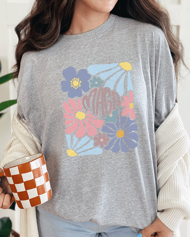 T-Shirt Sport Grey / S MAGA Boho Flowers Tee