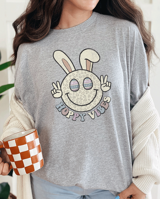 T-Shirt Sport Grey / S Retro Distressed Hoppy Vibes Tee