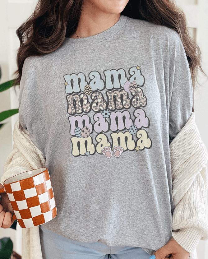 T-Shirt Sport Grey / S Retro Distressed Mama Repeated Tee