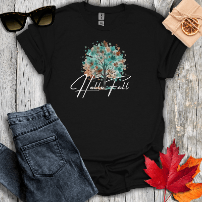 T-Shirt Black / S Hello Fall Tree Tee