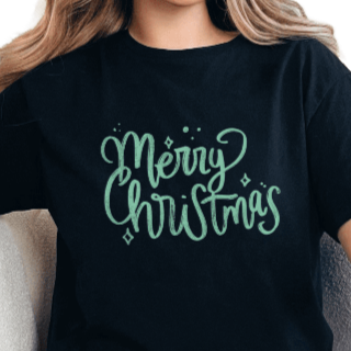 T-Shirt Black / S Merry Christmas Brush Script Tee