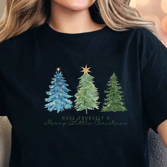 T-Shirt Black / S Merry Little Christmas Tee