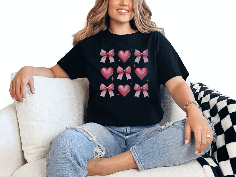 T-Shirt Black / S Patterned Bow Tee