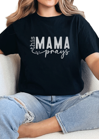 T-Shirt Black / S This Mama Prays Tee