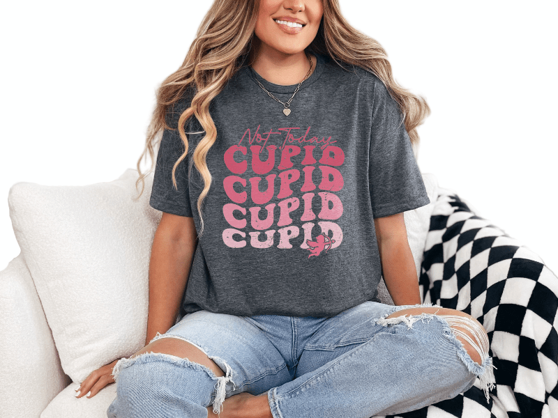 T-Shirt Dark Heather / S Not Today Cupid Tee