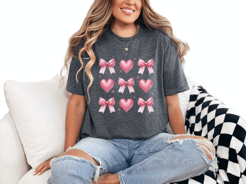 T-Shirt Dark Heather / S Patterned Bow Tee