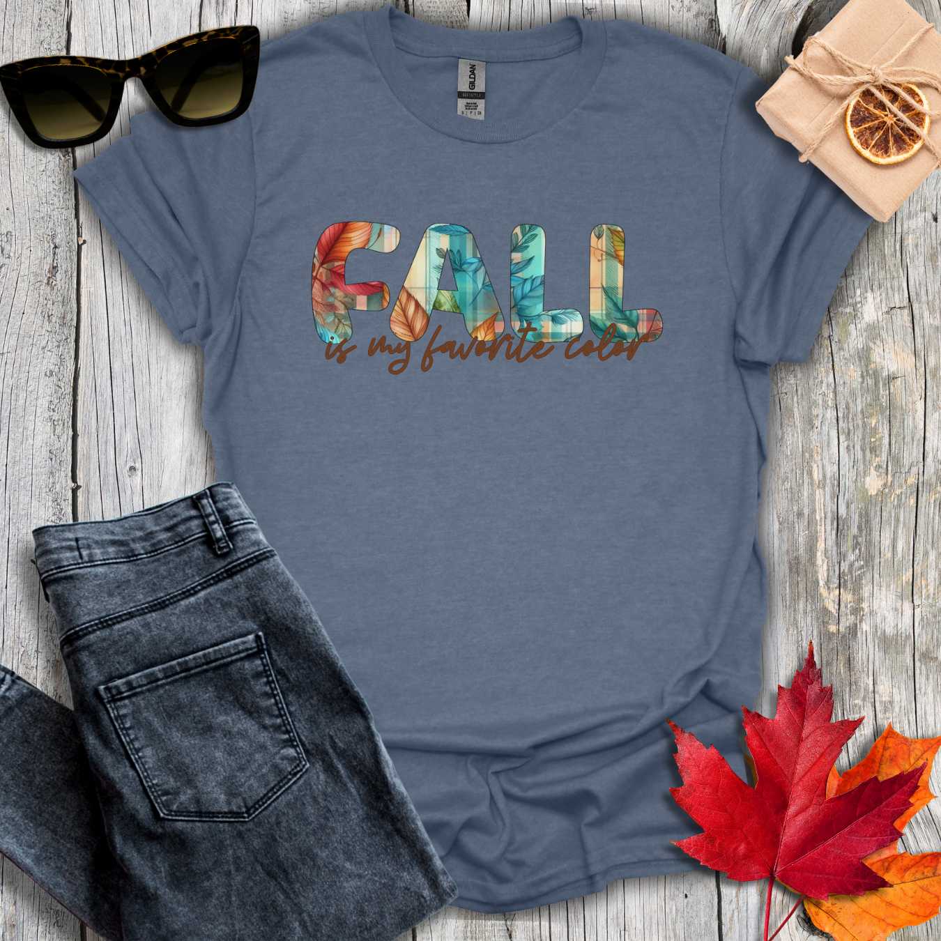 T-Shirt Heather Indigo / S Fall is My Favorite Color Tee