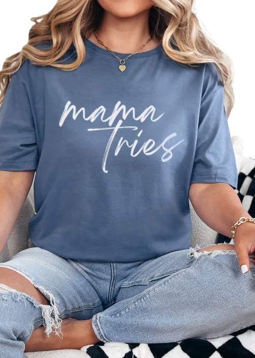 T-Shirt Heather Indigo / S Mama Tries Tee