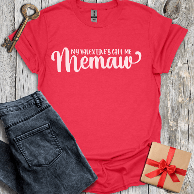 T-Shirt Heather Red / S My Valentine's Call Me Mamaw Tee