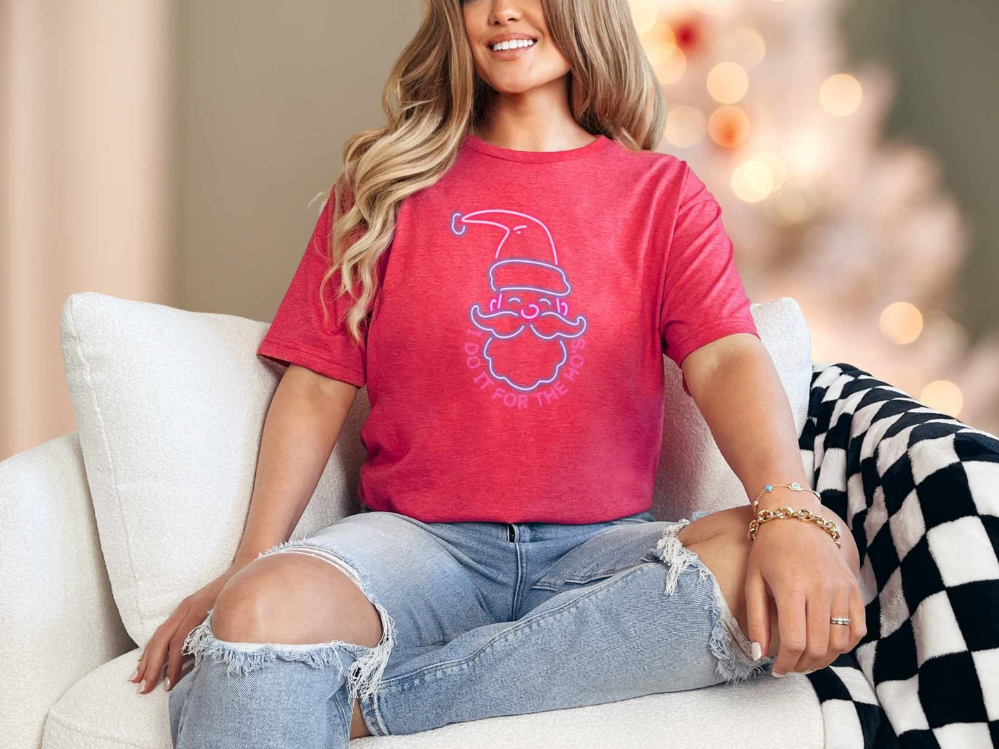 T-Shirt Heather Red / S Neon Santa Ho's Tee