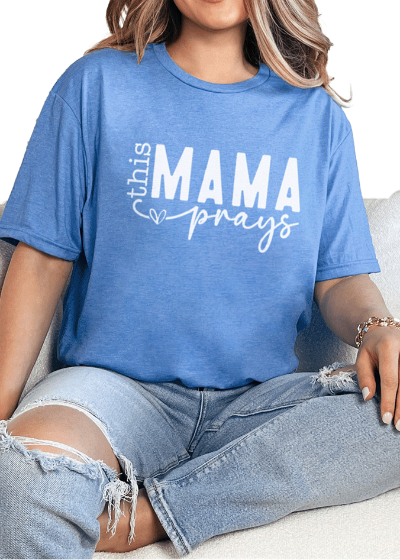 T-Shirt Heather Royal / S This Mama Prays Tee