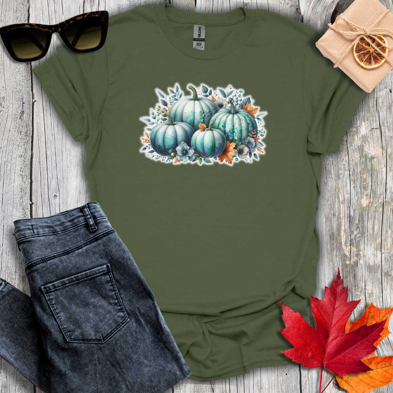 T-Shirt Military Green / S Four Pumpkins Tee