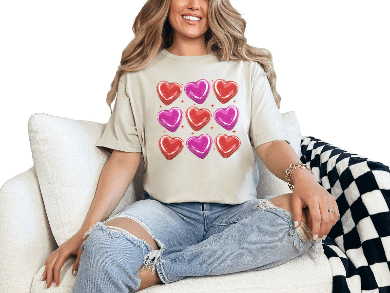 T-Shirt Sand / S Heart Pattern Tee