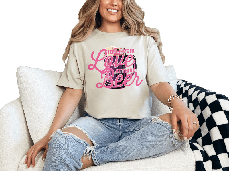 T-Shirt Sand / S Love at Third with Beer Tee