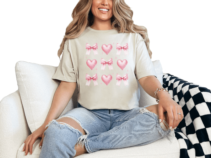T-Shirt Sand / S Patterned Bow Tee