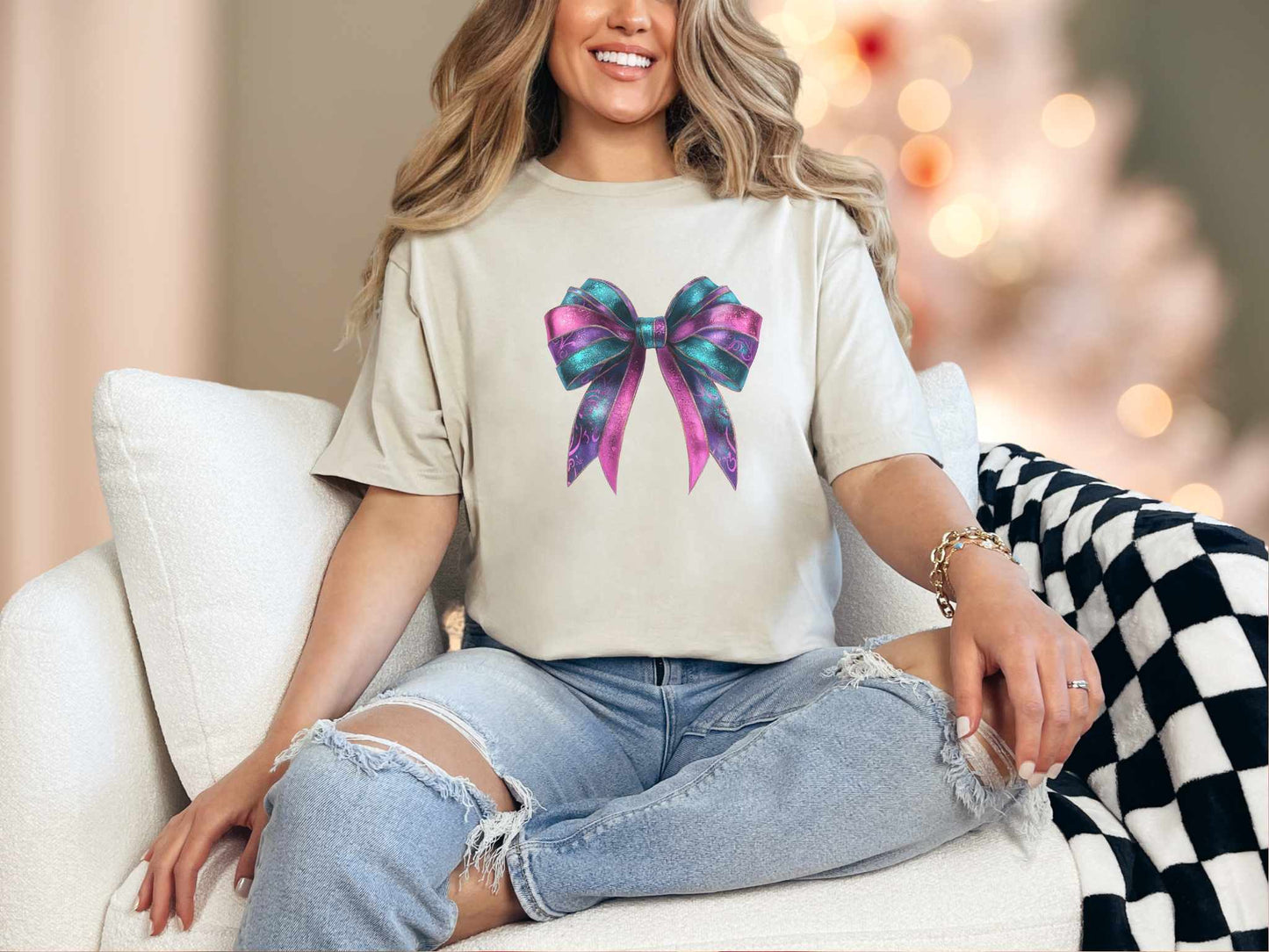 T-Shirt Sand / S Shimmery Bow Tee