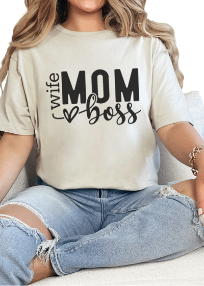 T-Shirt Sand / S Wife Mom Boss Tee