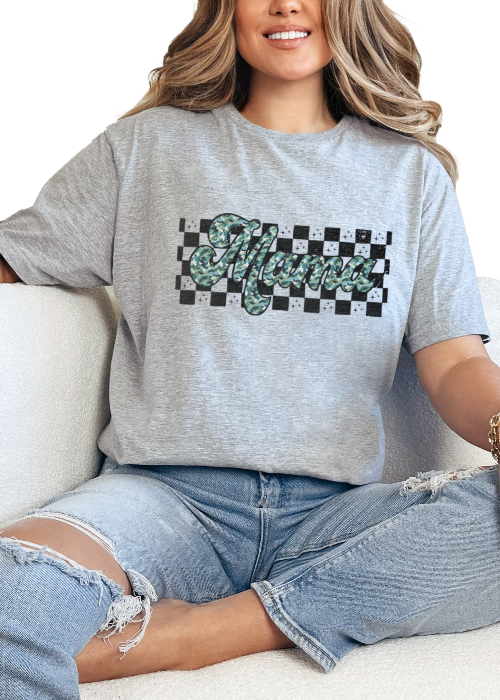 T-Shirt Sport Grey / S Checkered Camo Mama Tee