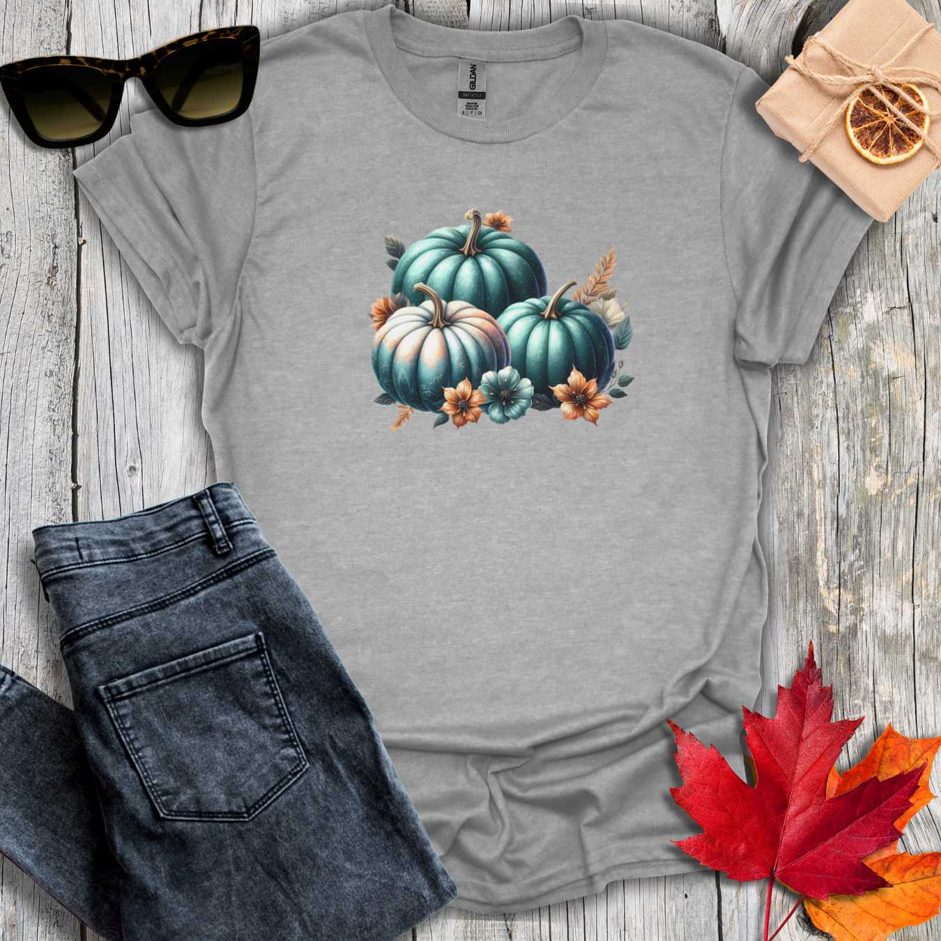 T-Shirt Sport Grey / S Pumpkins and Flowers Tee