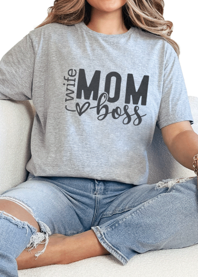 T-Shirt Sport Grey / S Wife Mom Boss Tee